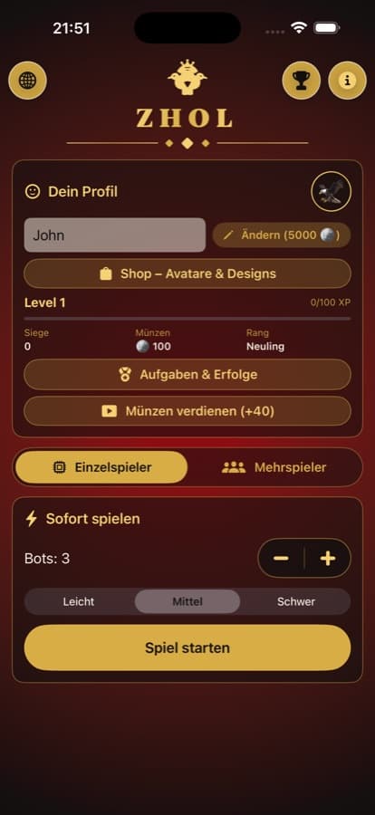 Zhol auf dem iPhone